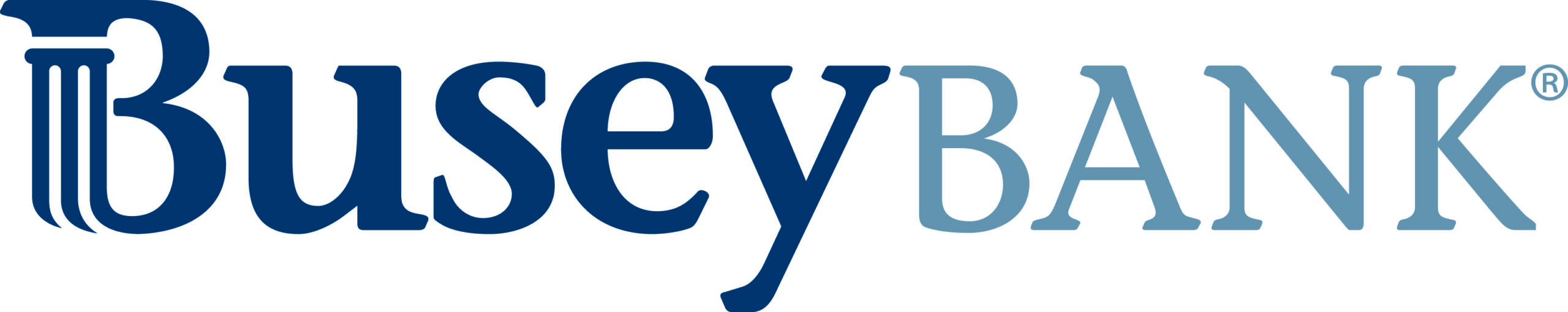 Busy Bank Logo in dark navy and a lighter blue